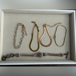 Elegant Gold and Silver Bracelet Bundle Set of 5 Including Gold Fill